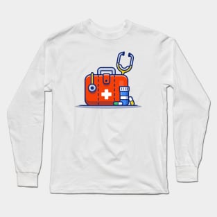 Medical Health Bag, Stethoscope, Jar, And Pills Long Sleeve T-Shirt